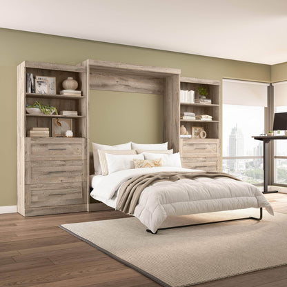 Modubox Murphy Wall Bed Pur Queen Murphy Wall Bed and 2 Storage Units with Drawers (136”) - Available in 6 Colours