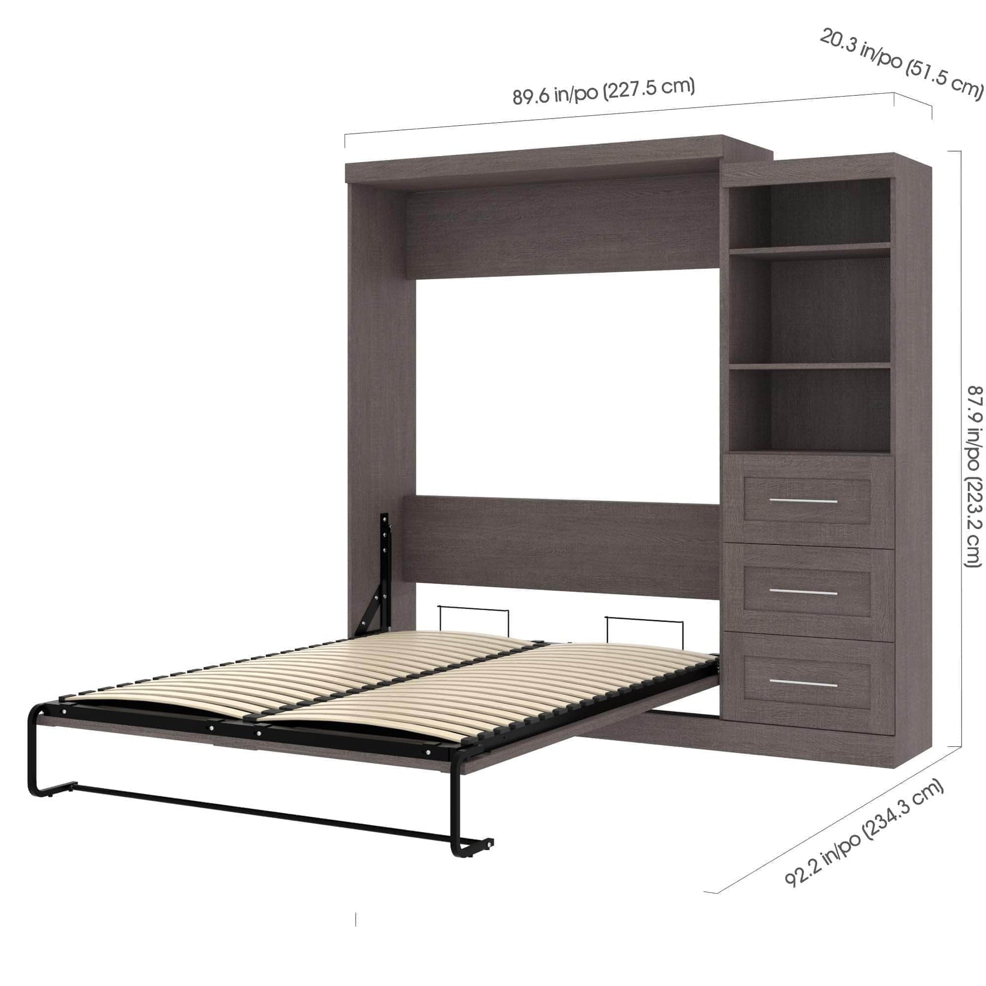 Modubox Murphy Wall Bed Pur Queen Murphy Wall Bed and Storage Unit with Drawers (90W) - Available in 3 Colours