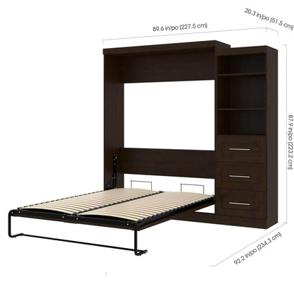 Modubox Murphy Wall Bed Pur Queen Murphy Wall Bed and Storage Unit with Drawers (90W) - Available in 3 Colours