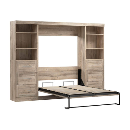 Modubox Murphy Wall Bed Rustic Brown Pur Full Murphy Wall Bed and 2 Storage Units with Drawers (109W) - Available in 7 Colours