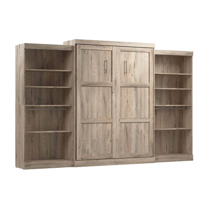 Modubox Murphy Wall Bed Rustic Brown Pur Queen Murphy Wall Bed and 2 Storage Units (136”) - Available in 6 Colours