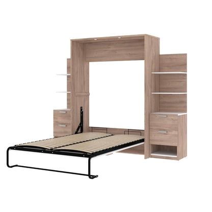 Modubox Murphy Wall Bed Rustic Brown & White Cielo Full Murphy Wall Bed with Storage (98W) - Available in 2 Colours