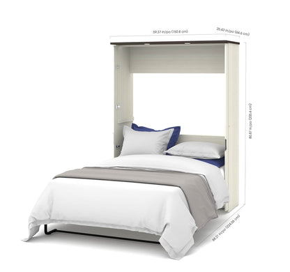 Modubox Murphy Wall Bed White Chocolate Lumina Full Murphy Wall Bed with Desk and 2 Storage Units (107”) - White Chocolate