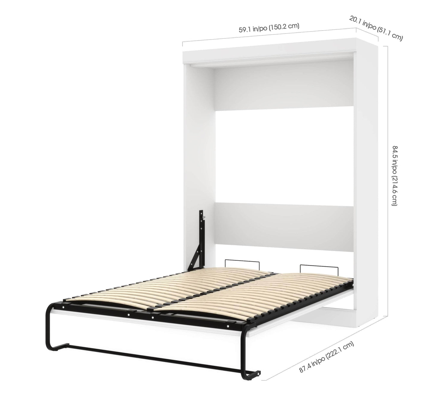 Modubox Murphy Wall Bed White Edge 60W Full Murphy Wall Bed - White