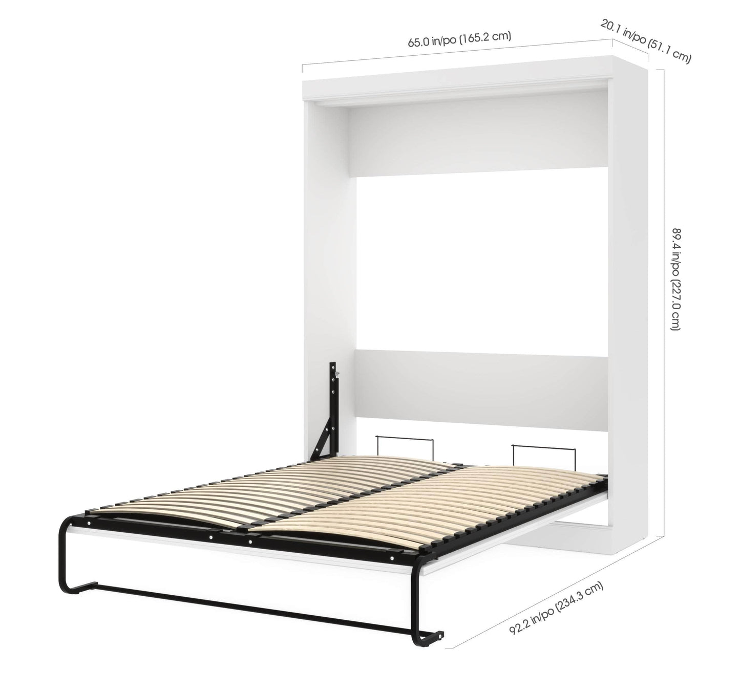 Modubox Murphy Wall Bed White Edge 65W Queen Murphy Wall Bed in White