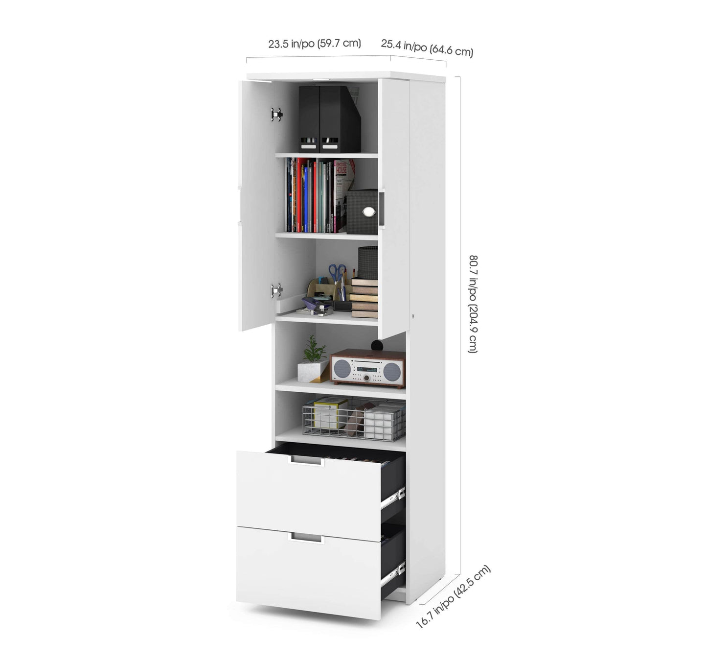 Modubox Murphy Wall Bed White Lumina Full Murphy Wall Bed and 1 Storage Unit (82“) - White