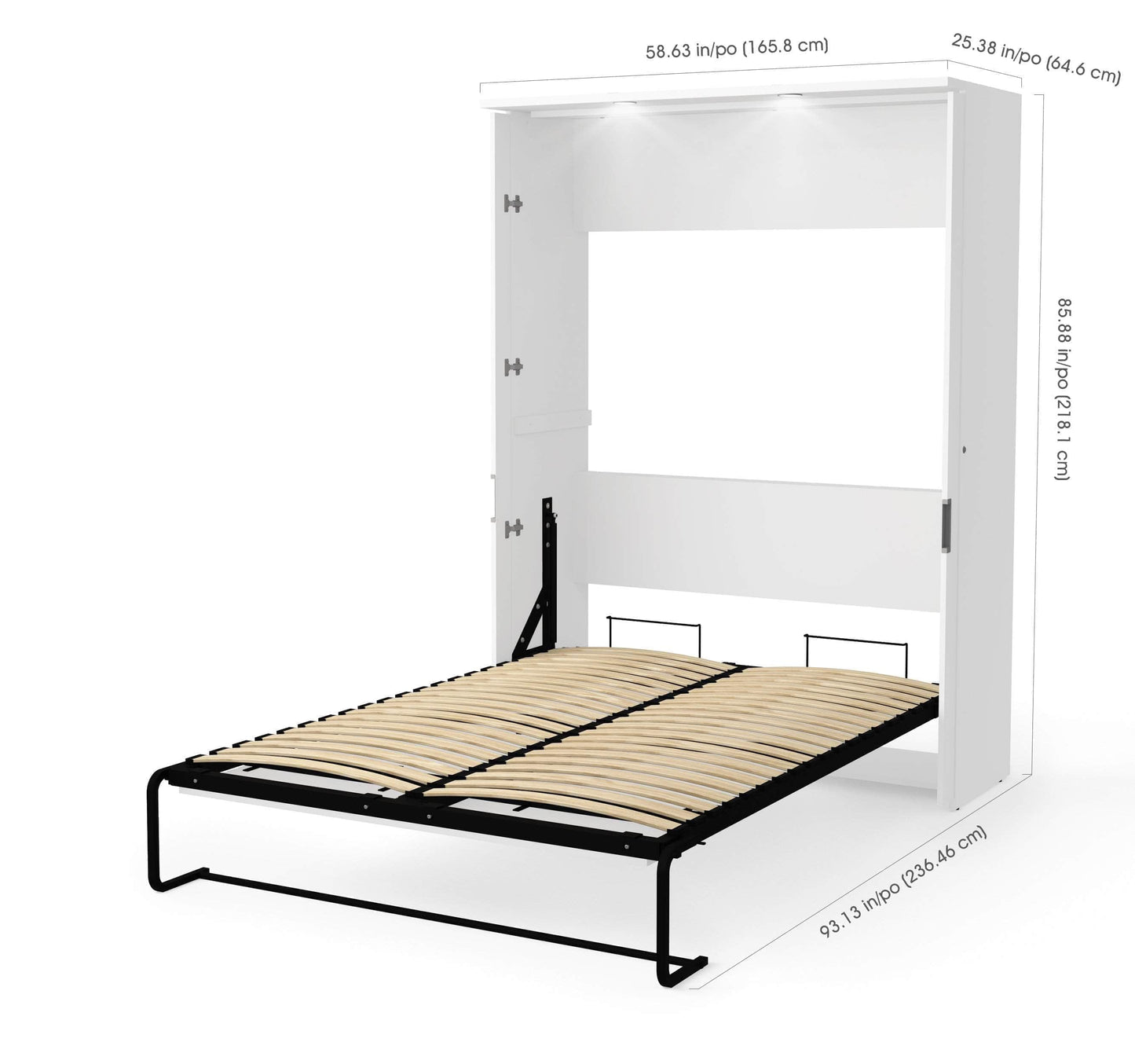 Modubox Murphy Wall Bed White Lumina Full Murphy Wall Bed and 1 Storage Unit (82“) - White