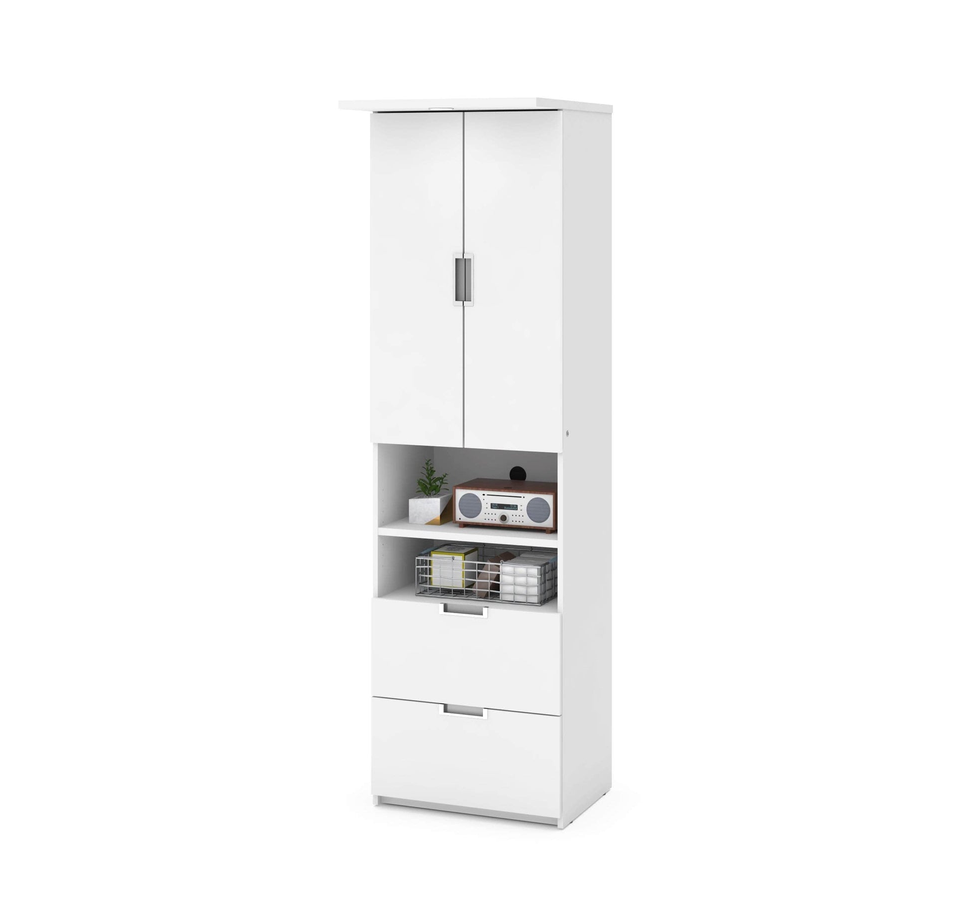 Modubox Murphy Wall Bed White Lumina Full Murphy Wall Bed and 1 Storage Unit (82“) - White