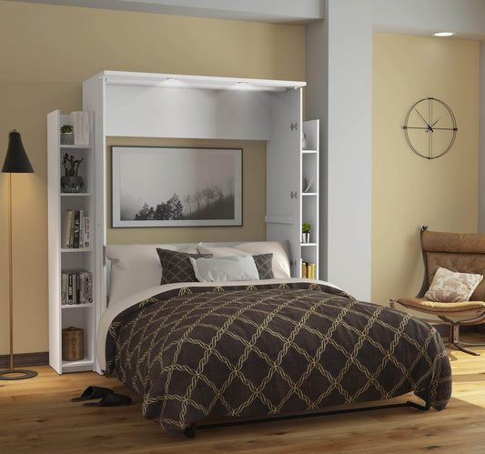 Modubox Murphy Wall Bed White Lumina Full Murphy Wall Bed and 2 Storage Units (79”) - White