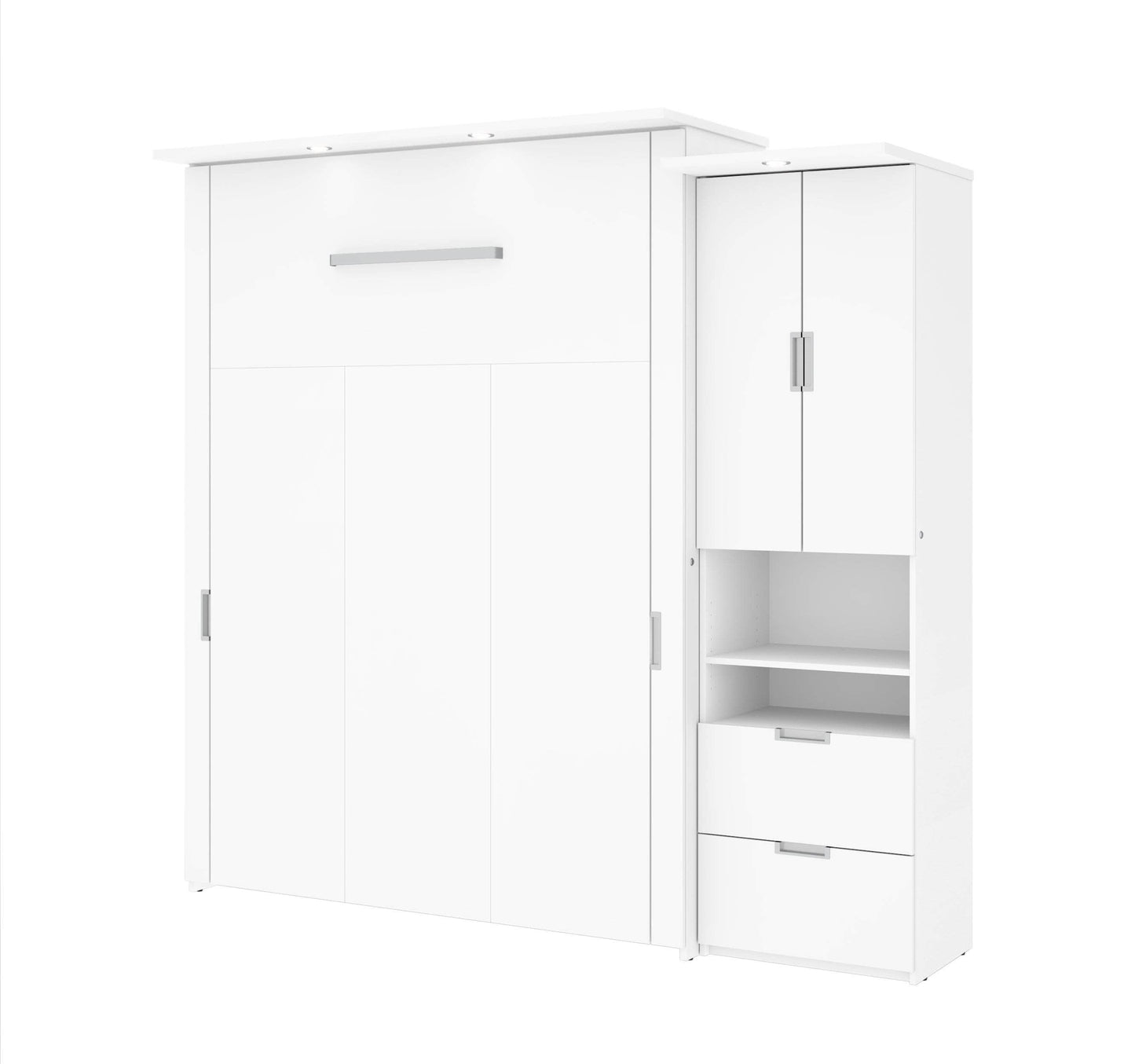 Modubox Murphy Wall Bed White Lumina Queen Murphy Wall Bed and 1 Storage Unit (89”) - White