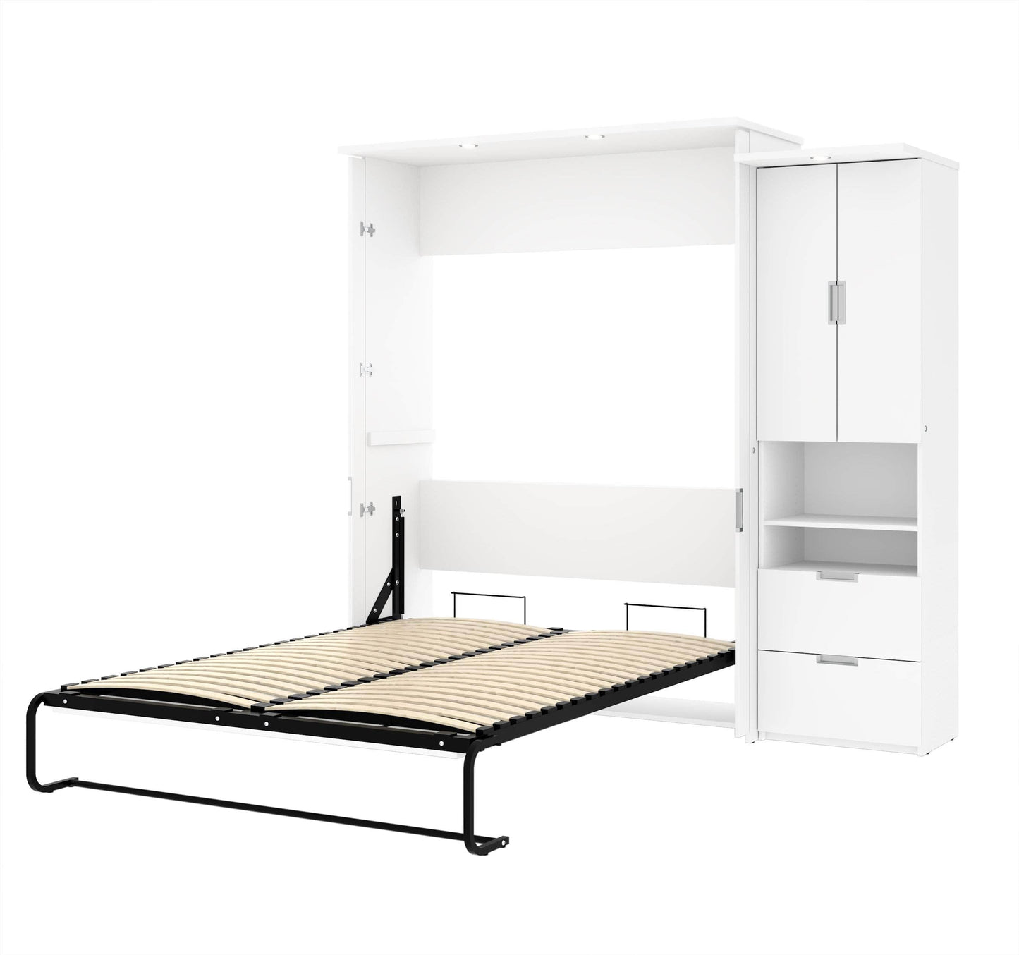 Modubox Murphy Wall Bed White Lumina Queen Murphy Wall Bed and 1 Storage Unit (89”) - White