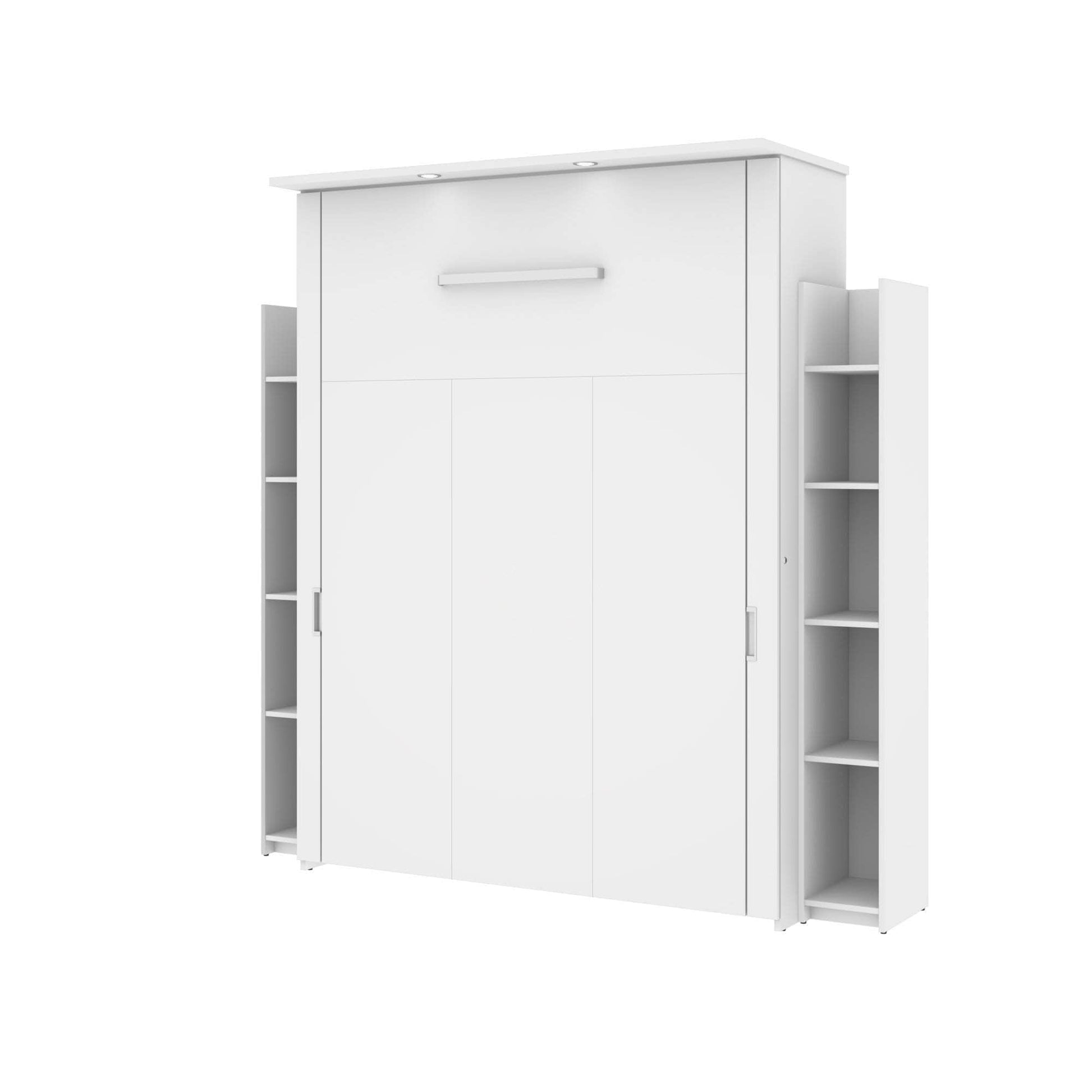 Modubox Murphy Wall Bed White Lumina Queen Murphy Wall Bed and 2 Storage Units (85“) - White