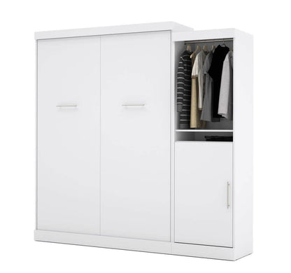 Modubox Murphy Wall Bed White Nebula 90" Set including a Queen Wall Murphy Bed and One Storage Unit - Available in 3 Colours