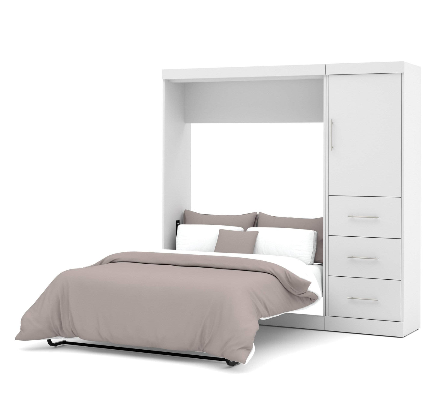 Modubox Murphy Wall Bed White Nebula Full Murphy Wall Bed and Storage Unit with Drawers (84W) - Available in 3 Colours