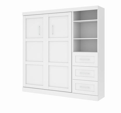 Modubox Murphy Wall Bed White Pur Full Murphy Wall Bed and 1 Storage Unit with Drawers (84”) - Available in 3 Colours