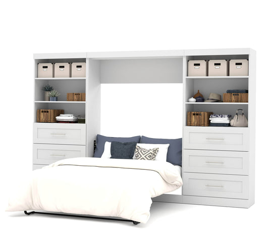 Modubox Murphy Wall Bed White Pur Full Murphy Wall Bed and 2 Storage Units with Drawers (131”) - Available in 2 Colours