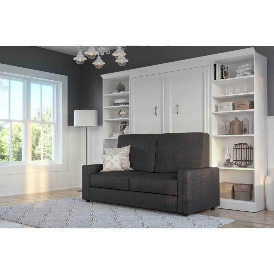 Modubox Murphy Wall Bed White Versatile Full Murphy Wall Bed, 2 Storage Units and a Sofa (109“) - White