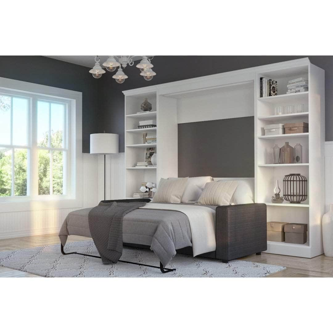 Modubox Murphy Wall Bed White Versatile Full Murphy Wall Bed, 2 Storage Units and a Sofa (109“) - White