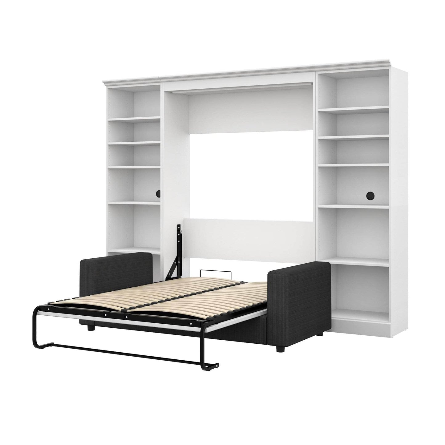 Modubox Murphy Wall Bed White Versatile Full Murphy Wall Bed, 2 Storage Units and a Sofa (109“) - White