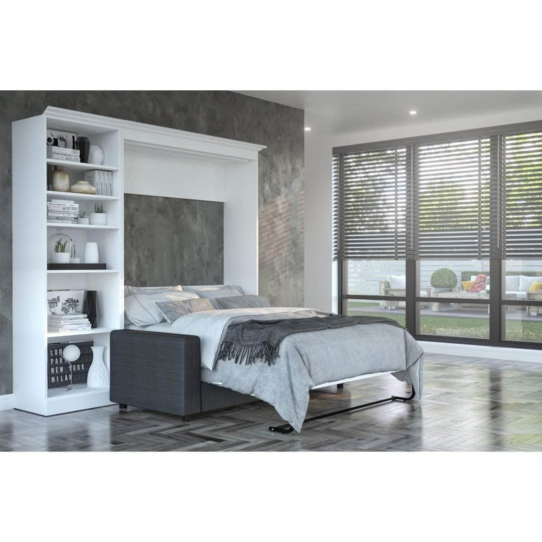 Modubox Murphy Wall Bed White Versatile Full Murphy Wall Bed, a Storage Unit and a Sofa (84“) - White