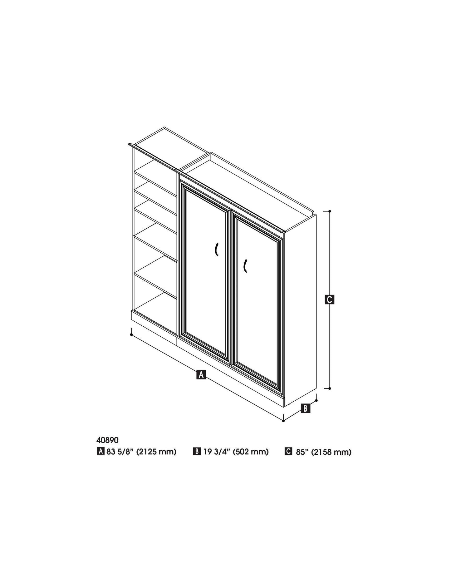 Modubox Murphy Wall Bed White Versatile Full Murphy Wall Bed and 1 Storage Unit (84”) - White