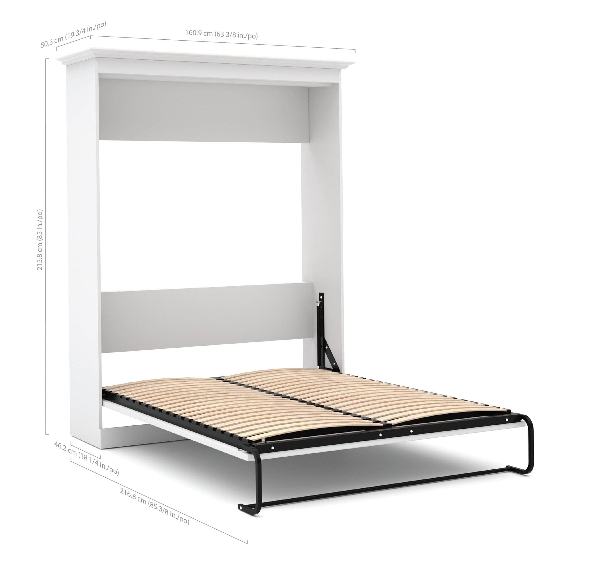 Modubox Murphy Wall Bed White Versatile Full Murphy Wall Bed and 1 Storage Unit with Drawers (84”) - White