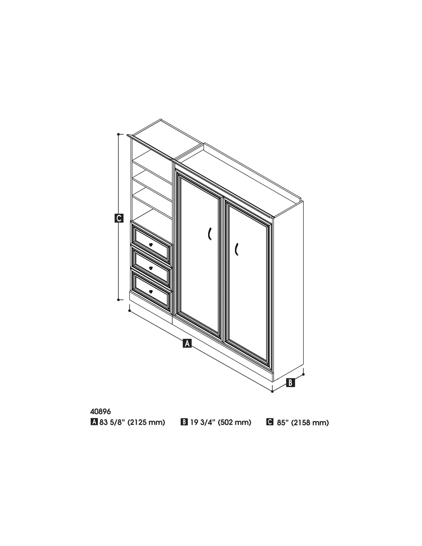 Modubox Murphy Wall Bed White Versatile Full Murphy Wall Bed and 1 Storage Unit with Drawers (84”) - White