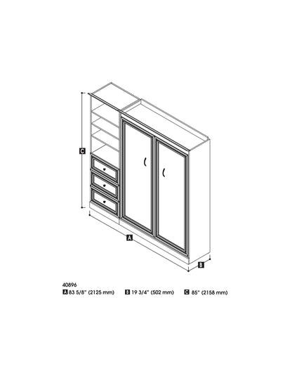 Modubox Murphy Wall Bed White Versatile Full Murphy Wall Bed and 1 Storage Unit with Drawers (84”) - White