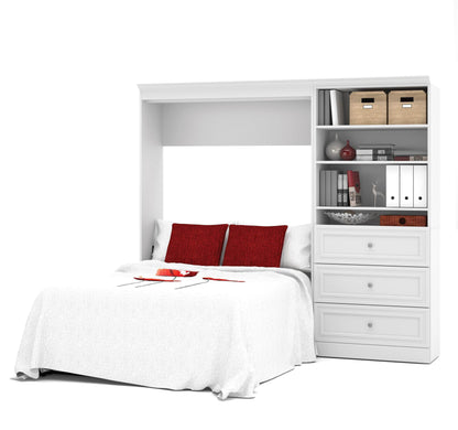 Modubox Murphy Wall Bed White Versatile Full Murphy Wall Bed and 1 Storage Unit with Drawers (95”) - White