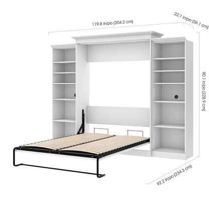 Modubox Murphy Wall Bed White Versatile Queen Murphy Bed and 2 Storage Units (115”) - White