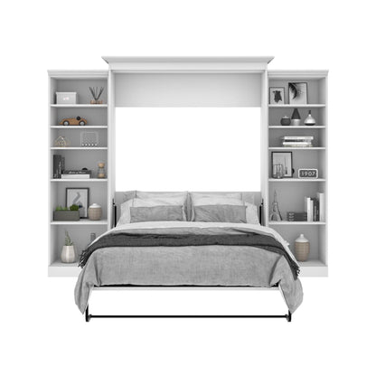 Modubox Murphy Wall Bed White Versatile Queen Murphy Bed and 2 Storage Units (115”) - White