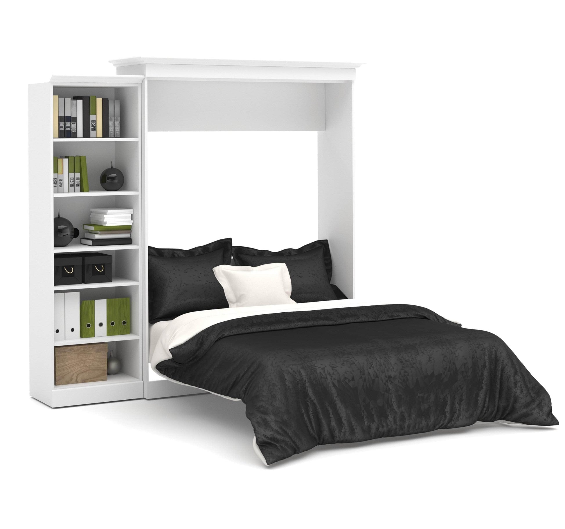 Modubox Murphy Wall Bed White Versatile Queen Murphy Wall Bed and 1 Storage Unit (92”) - White