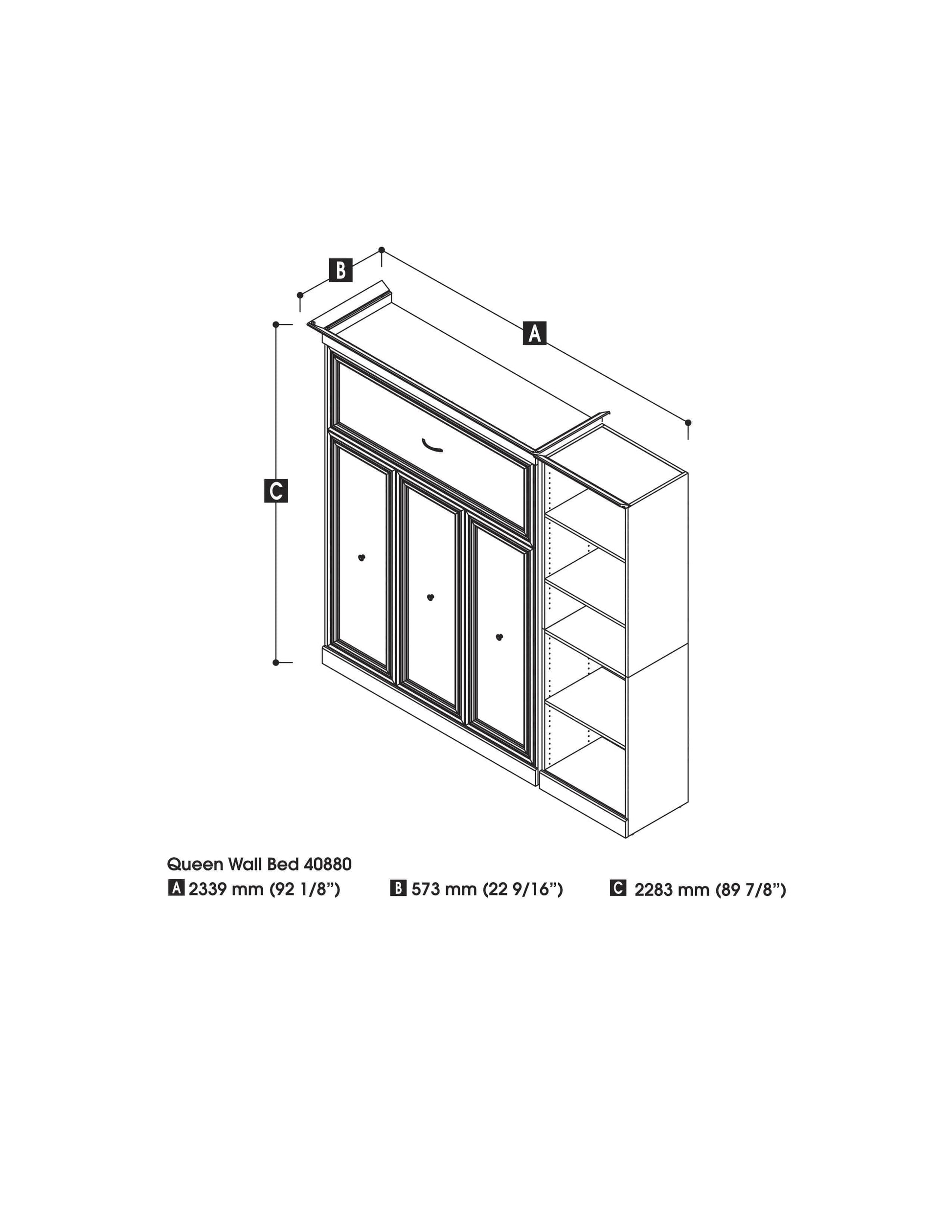 Modubox Murphy Wall Bed White Versatile Queen Murphy Wall Bed and 1 Storage Unit (92”) - White