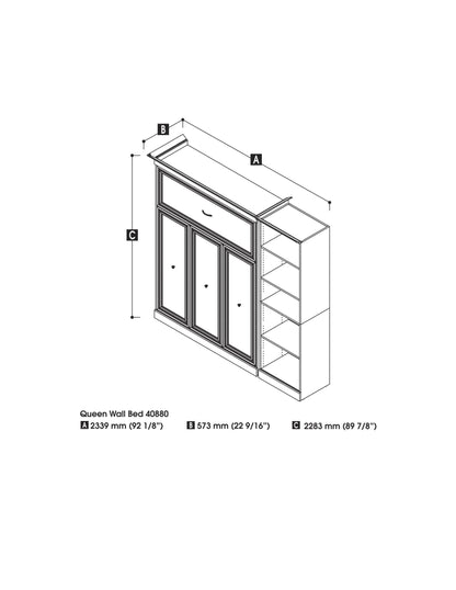 Modubox Murphy Wall Bed White Versatile Queen Murphy Wall Bed and 1 Storage Unit (92”) - White