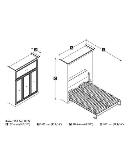 Modubox Murphy Wall Bed White Versatile Queen Size Murphy Wall Bed