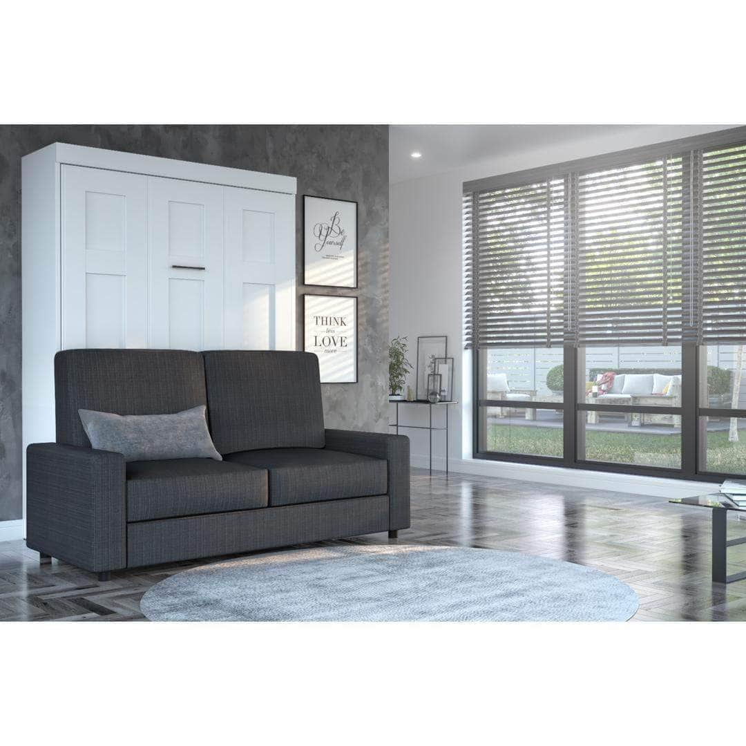 Modubox Murphy Wall Bed White with Grey Sofa Modubox Edge Full Murphy Wall Bed and Sofa Set