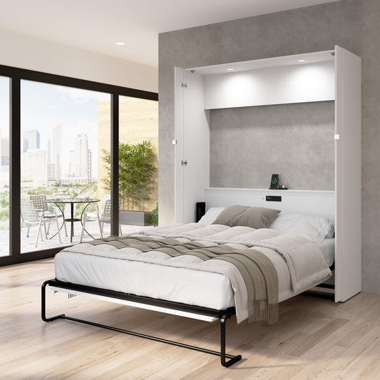 Modubox Avalon 67W High Gloss Queen Murphy Bed in High Gloss White