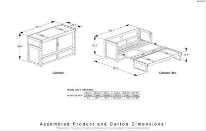 Night and Day Murphy Cube Cabinet Bed with Queen Size Gel Memory Foam Mattress - Available in 6 Colours