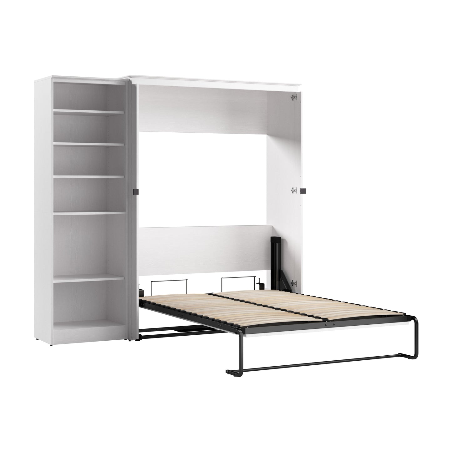 Modubox Key West 87W Full Murphy Bed with Closet Organizer (88W) in Pure White Oak