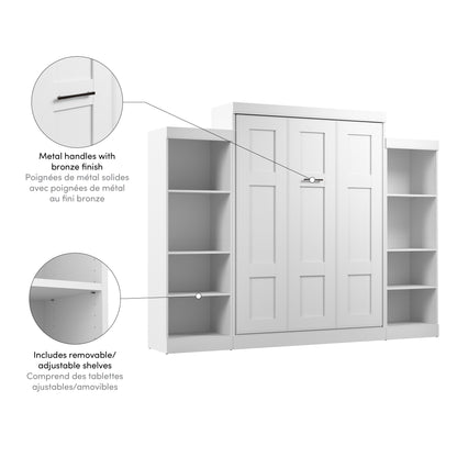 Modubox Edge 116W Queen Murphy Bed with Closet Organizers (115W) in White