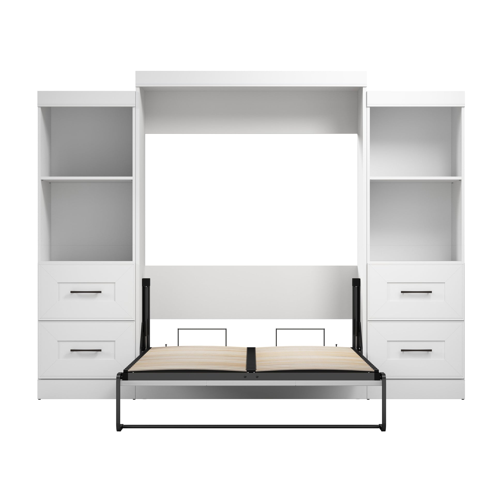 Modubox Edge Full Murphy Bed and Closet Organizers with Drawers (110W) in White