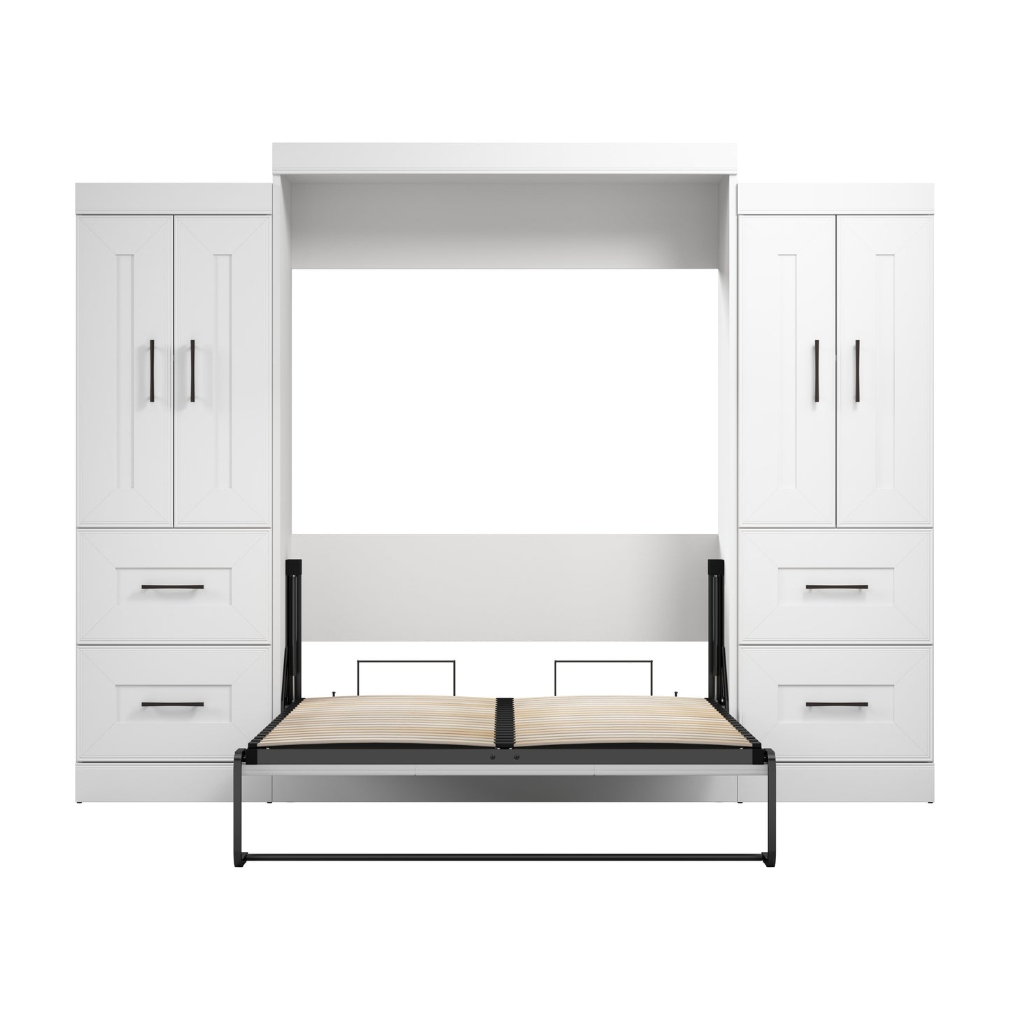 Modubox Edge Full Murphy Bed with Wardrobes (110W) in White