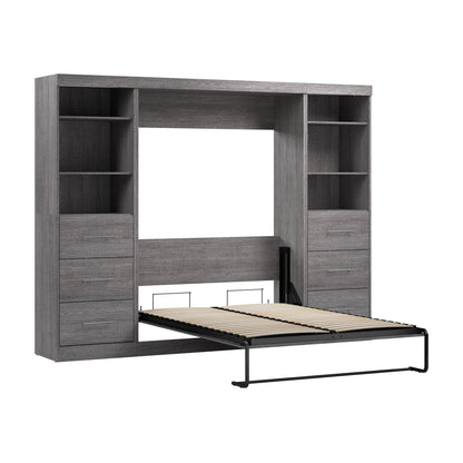 Modubox Nebula Full Murphy Bed and 2 Closet Organizers with Drawers (109W) in Bark Grey