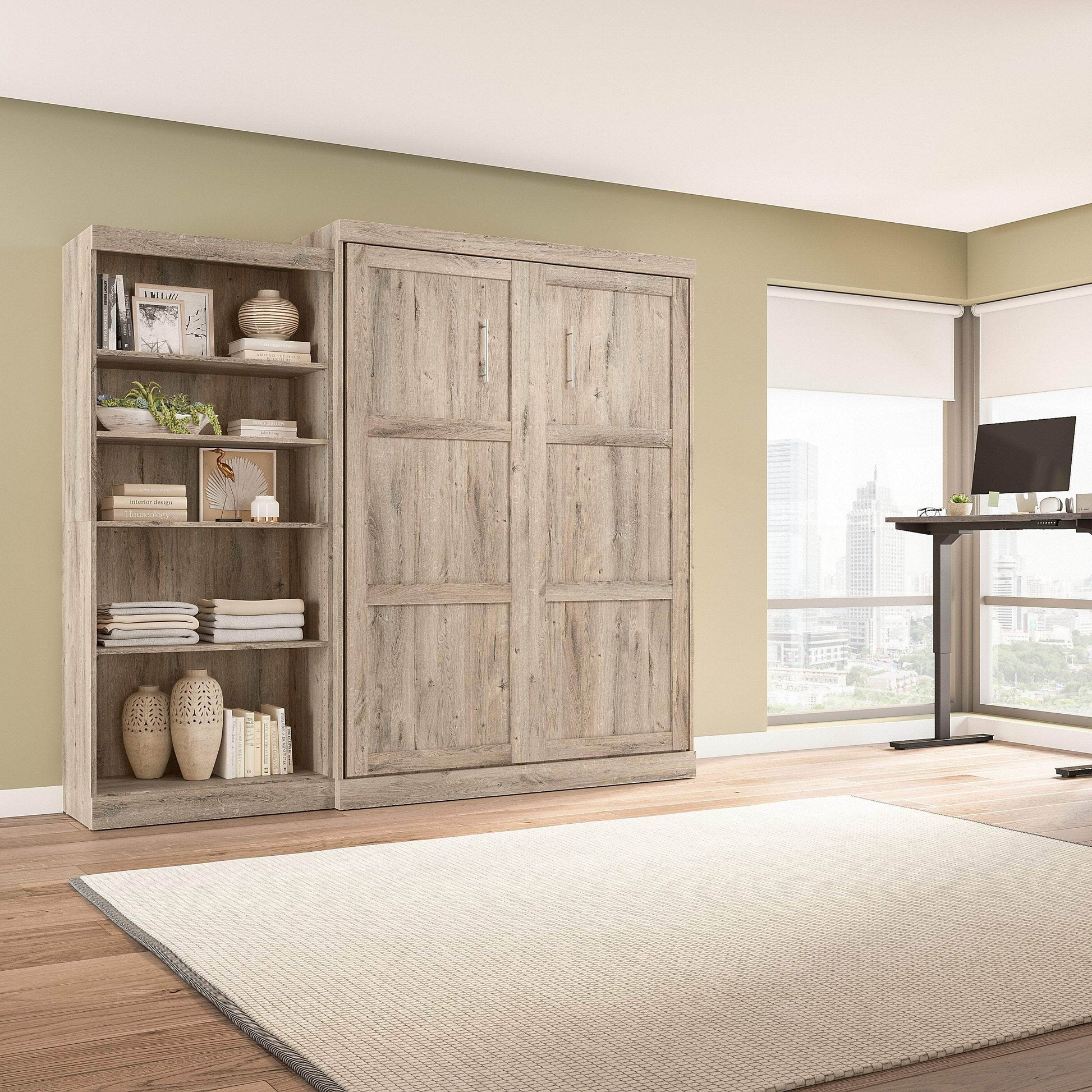 Pending - Modubox Murphy Wall Bed Pur  Murphy Bed with Closet Organizer (101W) - Available in 7 Colours