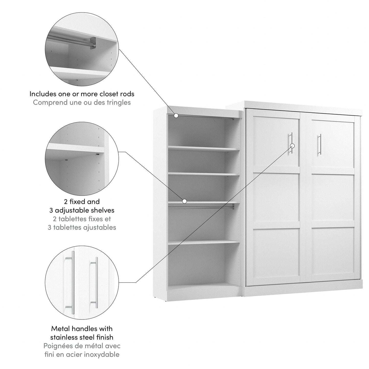 Pending - Modubox Murphy Wall Bed Pur  Murphy Bed with Closet Organizer (101W) - Available in 7 Colours