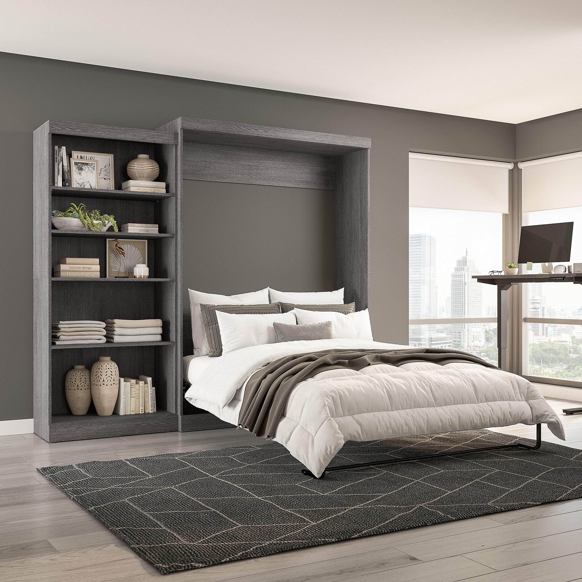 Pending - Modubox Murphy Wall Bed Pur  Murphy Bed with Closet Organizer (101W) - Available in 7 Colours