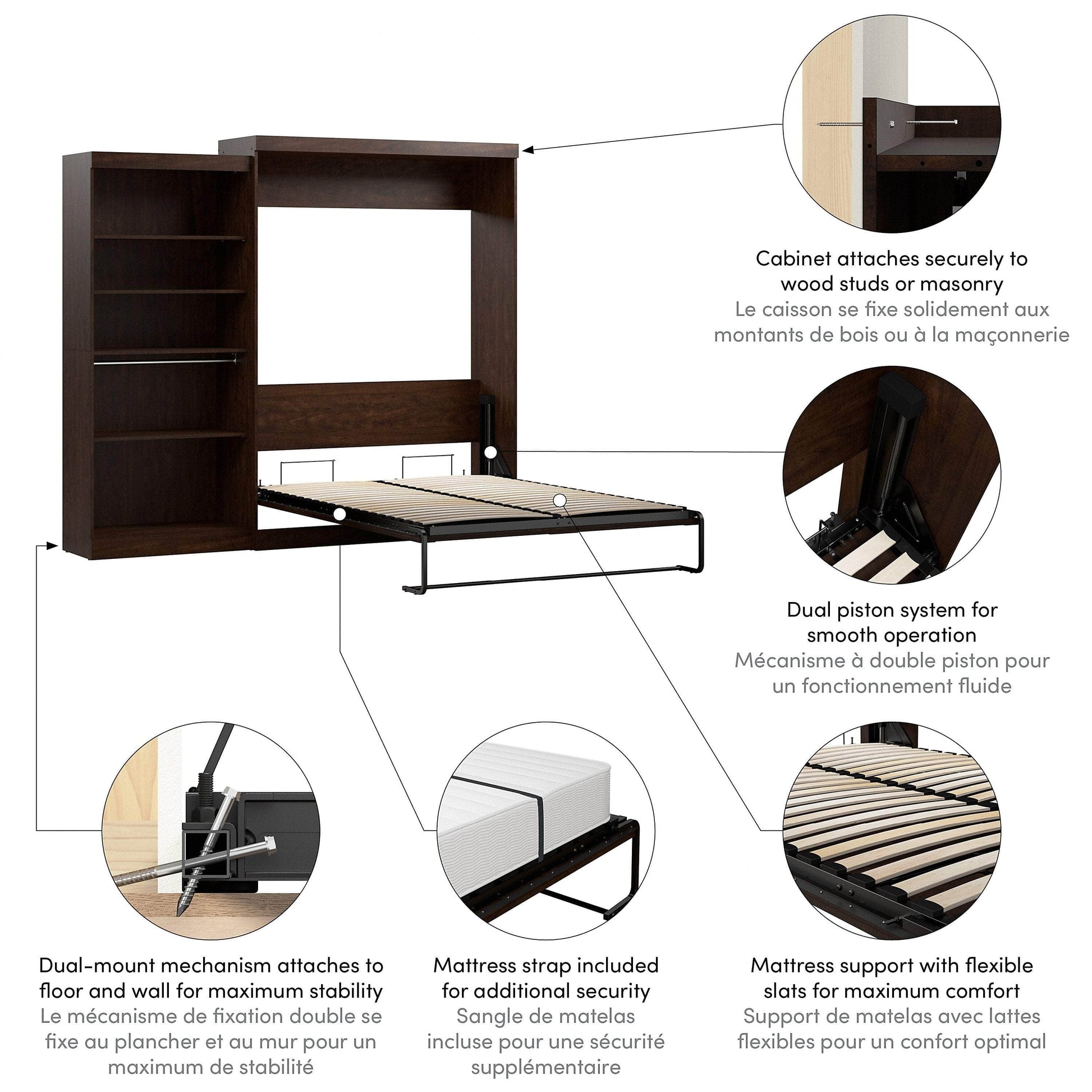 Pending - Modubox Murphy Wall Bed Pur  Murphy Bed with Closet Organizer (101W) - Available in 7 Colours