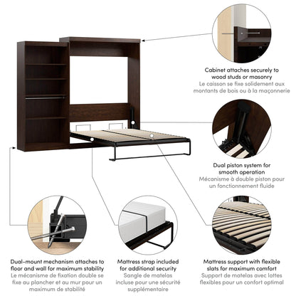 Pending - Modubox Murphy Wall Bed Pur  Murphy Bed with Closet Organizer (101W) - Available in 7 Colours