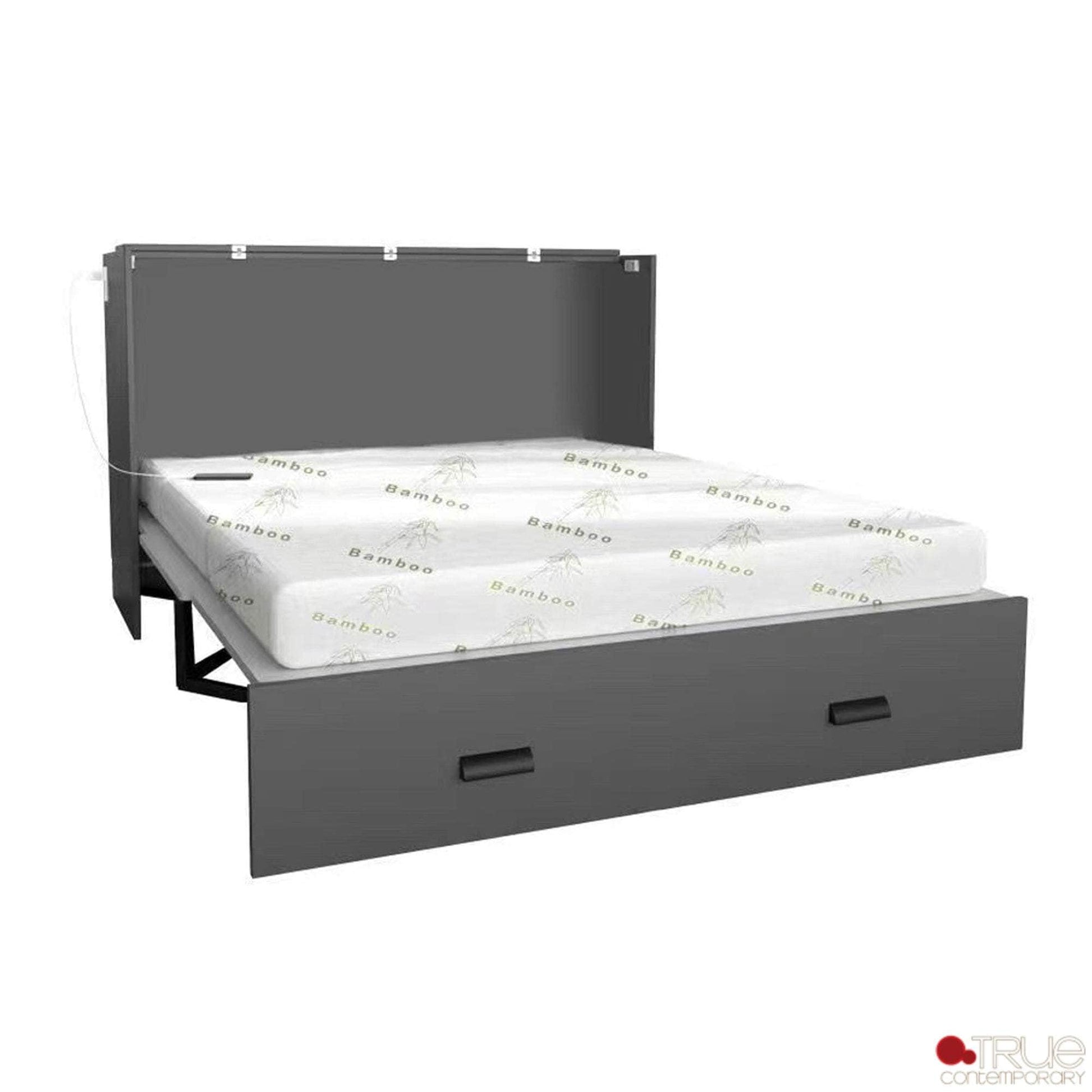 Pending - Review Hyde Light Grey and Dark Grey Murphy Cabinet Bed with Gel Memory Foam Mattress - Available in 4 Sizes