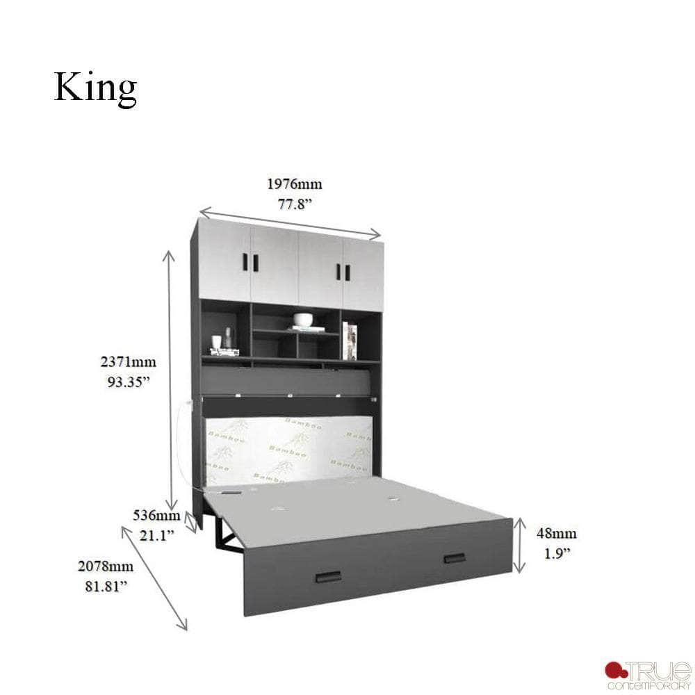 Pending - Review Hyde Light Grey and Dark Grey Murphy Cabinet Bed with Gel Memory Foam Mattress - Available in 4 Sizes